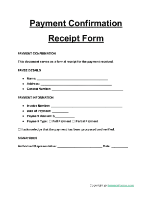 Payment Confirmation Receipt Form