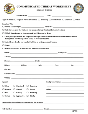Communicated Threat Worksheet