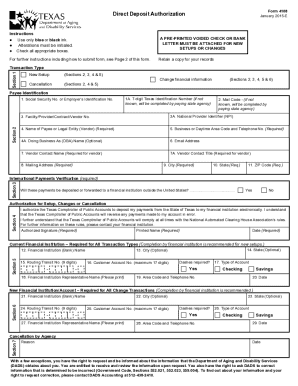 Texas Direct Deposit Authorization Form 4108