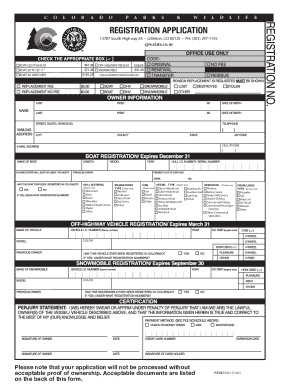 Colorado Parks and Wildlife Registration Application