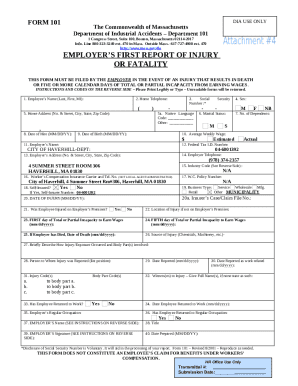 Massachusetts Employer’s First Report of Injury or Fatality