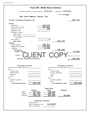 Form 990 Tax Exempt Organization Return