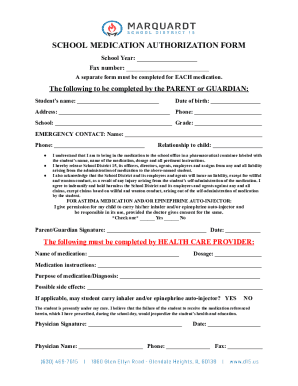 School Medication Authorization Form