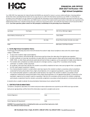 2026-2027 Verification Form V45