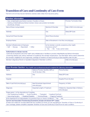 Transition of Care and Continuity of Care Form
