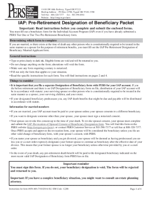IAP Pre-Retirement Designation of Beneficiary Form