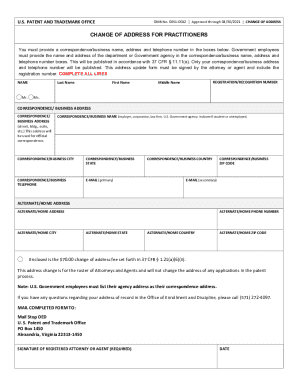USPTO Change of Address for Practitioners