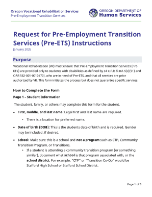 Oregon Pre-Employment Transition Services Request