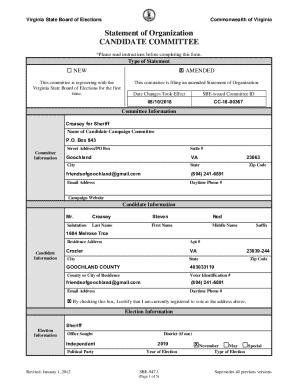 Virginia Candidate Committee Registration Form