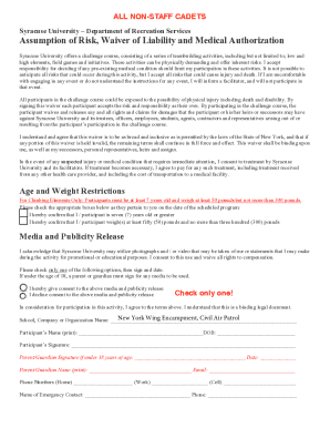 Syracuse University Waiver and Medical Authorization