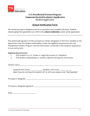 Tennessee Presidential Scholars Program Application