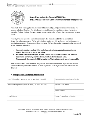 2025-2026 Independent Student Verification Worksheet