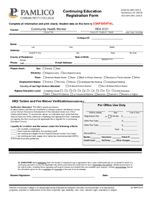 Pamlico Community College Registration Form