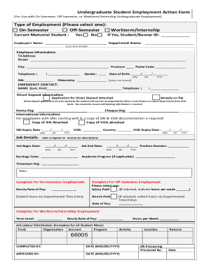 Undergraduate Student Employment Action Form