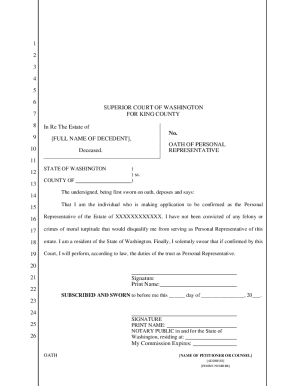 Oath of Personal Representative