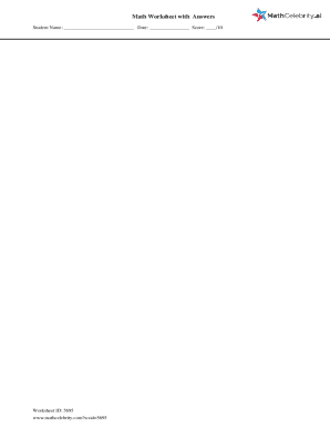 Math Worksheet with Answers