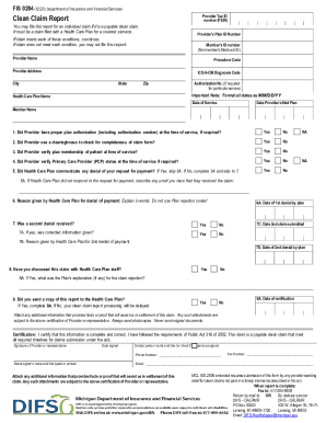 Michigan Clean Claim Report