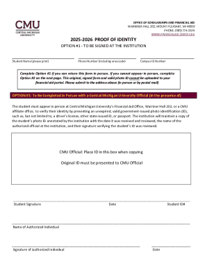 Central Michigan University Proof of Identity Form