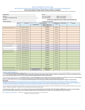 CUNY Federal Work Study Payroll Calendar