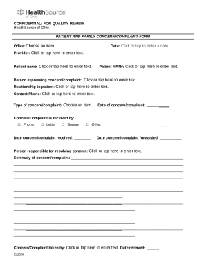 Patient and Family Concern/Complaint Form