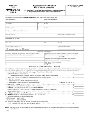Maryland Application for Certificate of Full or Partial Exemption