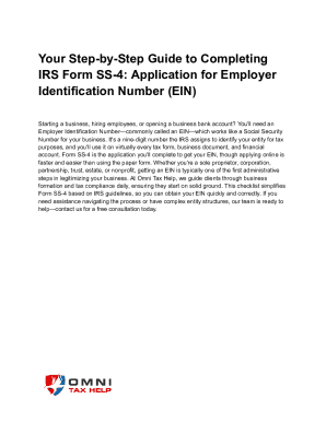 IRS Form SS-4 Application for Employer Identification Number