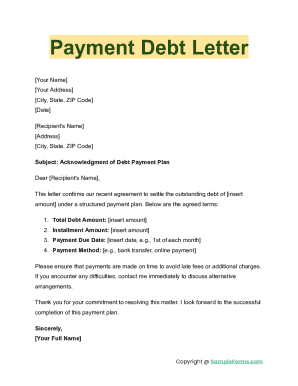 Debt Payment Acknowledgment Letter