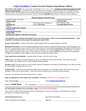 Human Subjects Consent Form