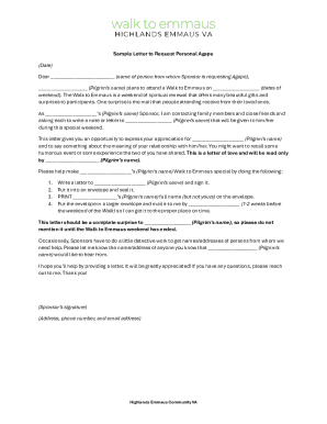 Letter to Request Personal Agape