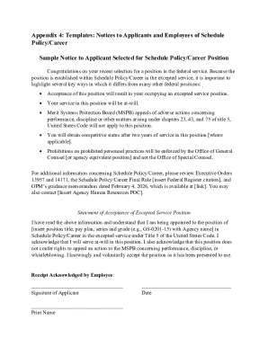 US Federal Schedule Policy/Career Position Notice