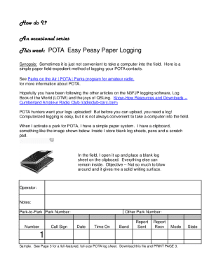 POTA Paper Logging Form