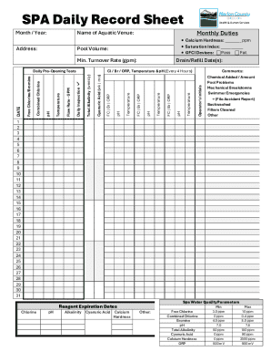 SPA Daily Record Sheet