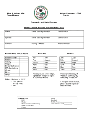 Renters’ Rebate Program Summary Form