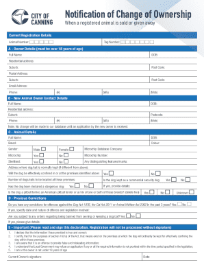 Form 4 Notification of Change of Ownership