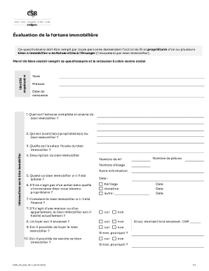 Évaluation de la fortune immobilière