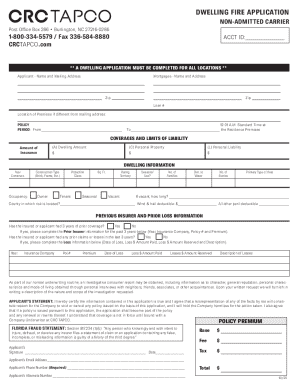 Dwelling Fire Insurance Application