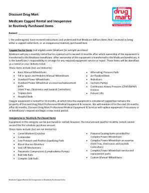 Medicare Capped Rental and Inexpensive Items Form