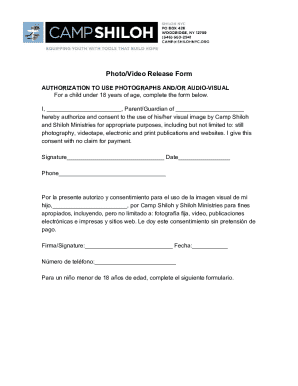 Photo/Video Release Form for Child