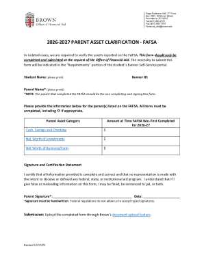 Parent Asset Clarification Form