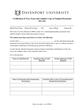 Certification of True Copy of Documents