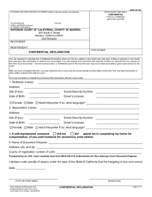 California Confidential Declaration Form