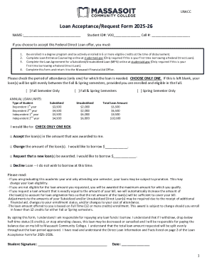 Loan Acceptance/Request Form 2025-26