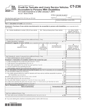 New York Tax Credit for Accessible Taxicabs and Livery Service Vehicles Form CT-236