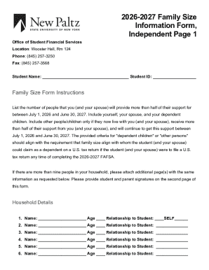 2026-2027 Family Size Information Form