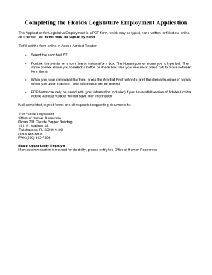 Florida Legislature Employment Application