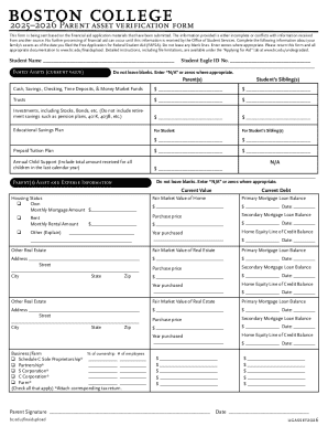 2025–2026 Parent Asset Verification Form