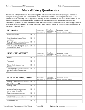 Medical History Questionnaire
