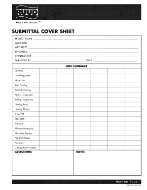 Ruud R802T Upflow/Horizontal Gas Furnace Submittal Cover Sheet