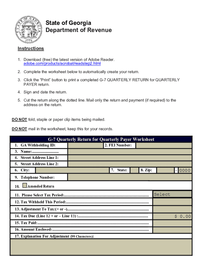 TSD WITHHOLDING QUARTERLY RETURN FOR QUARTERLY G7Q Preview on Page 1