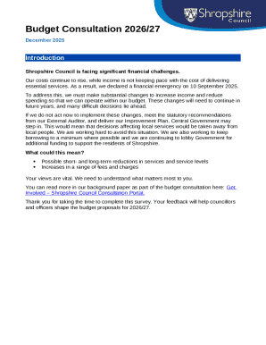 Shropshire Council Budget Consultation 2026/27